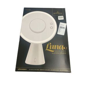 Impressions Luna Makeup Mirror and Night Lamp with Bluetooth Speakers in White